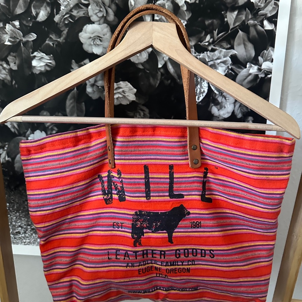 Will Leather Goods Multicolor Striped Tote — red, orange, yellow, pink - Picture 3 of 8